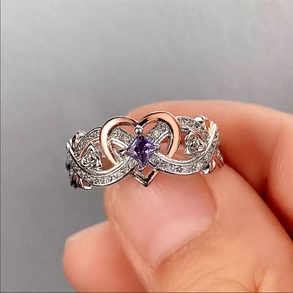 New 925 Silver Two Tone Diamond Band Ring - Picture 2 of 5